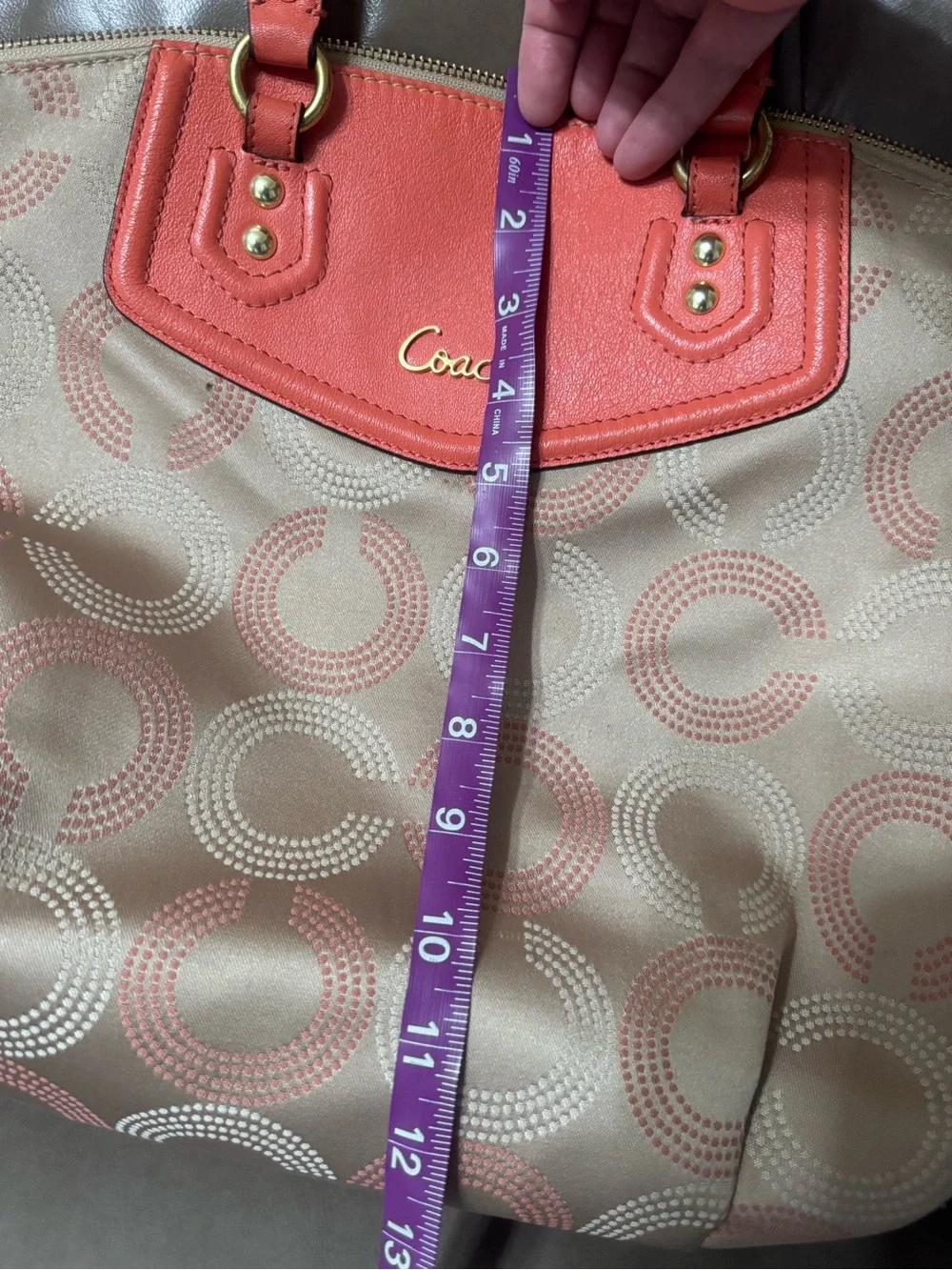 Coach Pink Coral Signature Large Shoulder Tote